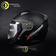 Nhk GLADIATOR SOLID BLACK DOFF HALFFACE DOUBLE VISOR HELMET