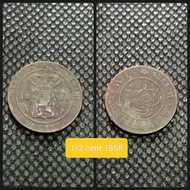 koin kuno benggol 1/2 cent 1857