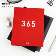 Henye Hard Leather Surface Imitation Linen Pattern Cloth Surface A5 Notebook Handbook 32K 365 Days D