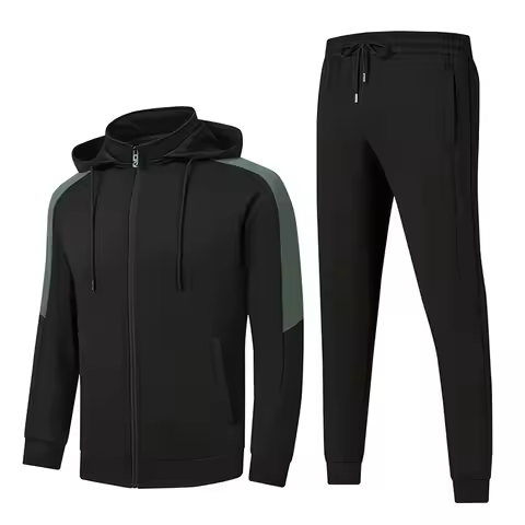 Hooded Sportswear Outdoor Spring And Fall Men's Casual Hooded Sportswear Long-sleeved Two-piece Male