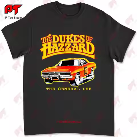Vintage The Dukes Of Hazard General Lee T Shirt Size Large Black Single Stitch FMZN