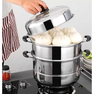 【 COD &amp; free shipping 】 26CM Steamer 3 Layer Siomai Steamer Stainless Steel Cooking Pot Kitchenware