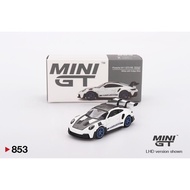 MINI GT 853 Porsche 911 (992) GT3 RS Weissach Package White with Indigo Blue