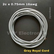 2c x 0.75mm 18awg Gray Royal Cord Appliance Wiring Electrical Cable  Original Kuramo Japanese Super Soft Cable Pure Copper  Sold per meter