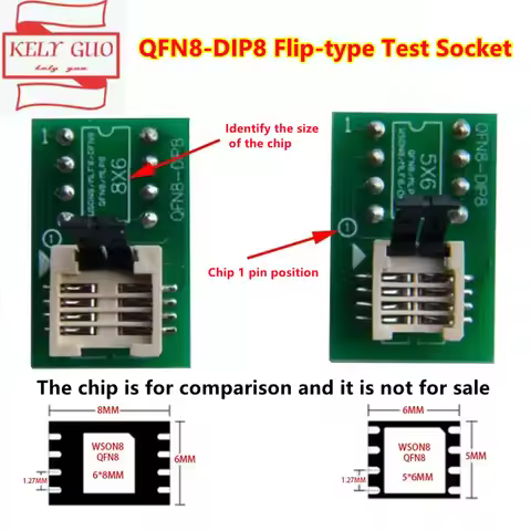 Adaptador DFN8 WSON8 MLF8 MLP8 QFN8 a DIP8, toma de Chips IC de 6x5mm, 6x8, para programador CH341A 