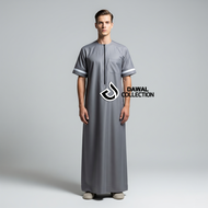 TERBARU Jubah Gamis Arab Zahran Lengan Pendek Variasi Bahan Katun Toyobo Tanpa Kerah Size M sampai 5