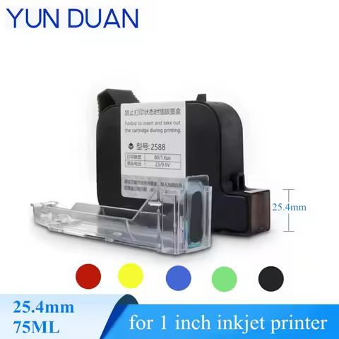 1 inch Ink Cartridge Fast Dry Red,Blue,Green,WHITE,Black Quick-drying Ink 45ml Ink Cartridge 25.4mm 