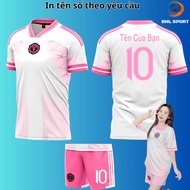 (Sesame elastic fabric) Mu Club soccer shirt white and pink 2024/2025, soccer shirt with name and nu