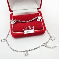 GANTUNGAN Unique and Cute 925 Silver Carved Nori Chain Anklet with White Gold Plating - Anklet Authe