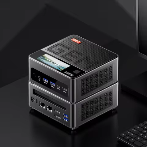 AOOSTAR GEM12 Mini PC Ryzen 7 PRO 8845HS 8C/16T Radeon 780M Dual NVMe OCuLink 70W USB4 for Desktop G