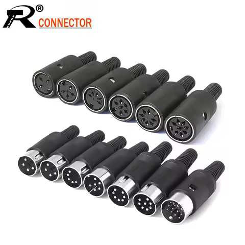 10PCS DIN Connector Male/Female DIN Plug Jack Socket Connector 3/4/5/6/7/8/13 PIN Chassis Cable Moun