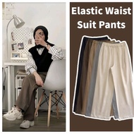 [HZA] Elastic Suit Pants Smart Casual Business Baggy Trousers ROK Korean Style Muslimah Womenwear