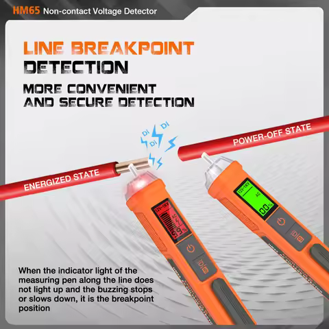 HOMTOOLS HM65 Non-Contact Voltage Detector Electrical Pen AC Voltage Tester Sound and light alarm 12