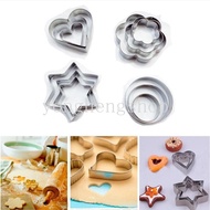 5pcs/set Stainless Steel Cookie Cutter Flower Heart Star Shaped Biscuits Mold Embosser Kitchen Choco