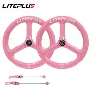 LITEPLUS ชุดล้อจักรยานคาร์บอนไฟเบอร์พับได้-ขอบดิสก์เบรก451 20นิ้วชุดอัพเกรดซีล้อคาร์บอนสามล้อสำหรับล