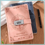 ESPOIR Password Notebook, With Password Lock PU Leather Notepad, Retro 200-Page A5 Diary Notebook