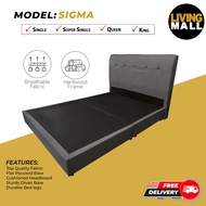 Living Mall 🔥Free Installation🔥 Sigma Grey Linen Fabric Divan Bed Frame  - All Sizes Available