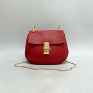 Chloe 紅色全皮中號小豬包 單肩斜挎鏈條包，尺寸23*19cm