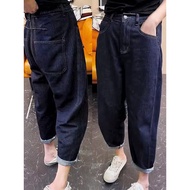 Pear-Shaped Body Stretch Harem Jeans Women Summer Thin Style Large Size Fat mm High Waist Cover Fat 