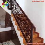 railing tangga minimalis laser cutting motif floral