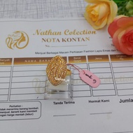 Nathan - Cincin Wanita Dubai Lapis Emas Muda 60 Gram Model Dubai Daun Gold Permata Free Box cincin