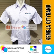 KEMEJA Citibank Shirt White Citibank Uniform Men's Short Sleeve Embroidery