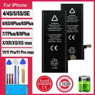 New 0 Cycle Battery For IPhone 7 8 SE 2 4 4S 5 5S 5C 6 6S Plus X XR XS 11 Pro Max High Capacity Bate
