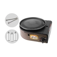 【Iwatani岩谷】日本圓型無煙燒烤磁式瓦斯爐-搭贈3入瓦斯罐&烤夾