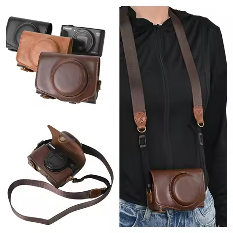 For SX740 SX730 HS Case PU Leather Camera Bag For Canon PowerShot SX740HS SX730HS SX720 HS Full Body