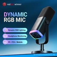 FIFINE AM8 XLR/USB Gaming Microphone Podcast Recording, Dynamic RGB Mic with Quick Mute, headphone j