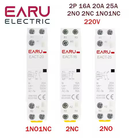 2P 16A 20A 25A 1NO 1NC 2NO 2NC AC 220V 230V 50/60Hz Din Rail Mounted Household Modular AC Contactor