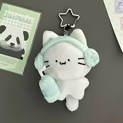 Mint Green Bubble Tea Cat Keychain - Cute Boba Milk Tea Plush Pendant for Backpack Purse, Kawaii Hea