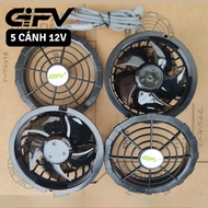 Removable battery-powered fan, 5-blade, 12-volt fan, strong running, brushless