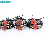 MIQUEL Sharingan Eye Snap Bracelet Vintage Snap Button Glass Jewelry Fashion Multilayer Braided Cosp