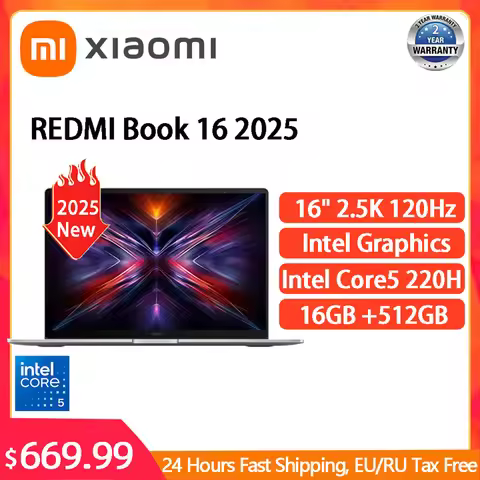 XIAOMI Laptop Redmi Book 16 2025 16"Inch RAM 16GB/32GB SSD 1TB Intel Core 5 210H 220H 60Hz 120Hz Scr