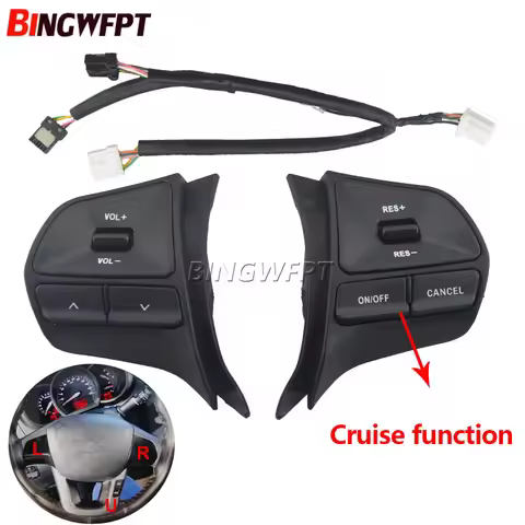 Car Switch for Kia Rio 2012-2016 Volume Mude Song Key Cruise Steering Wheel Control Button Switch No
