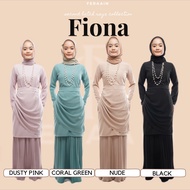 Baju Kurung Fiona Pleated Modern Raya Nikah Tunang Murah Cantik Plain Hitam Dusty Pink Green Nude Si