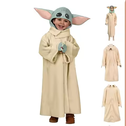 Mandalorian Star Wars Boys Girls Cosplay Yoda Baby Hat Costumes Halloween Robe Kids Cloak Children C