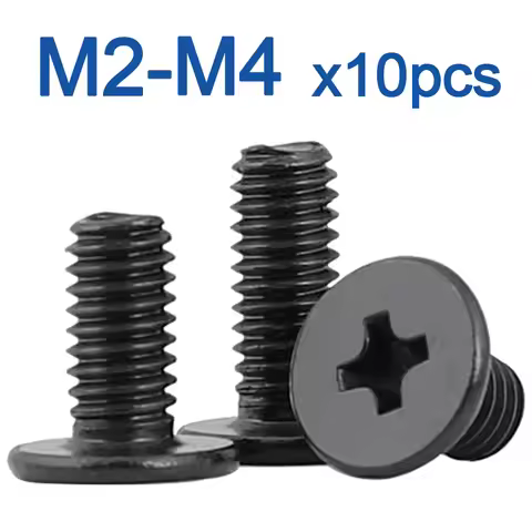 10pcs/lot CM M1.6 M2 M2.5 M3 M4 Black Carbon Steel Cross Phillips Ultra Thin Flat Wafer Head Screw B