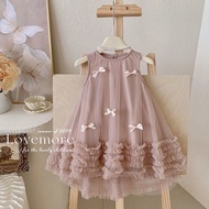 COD 2026 Girls Princess Dress Sleeveless Summer Gauze Dress 2024 New Style Sweet Baby Bow Skirt COD 