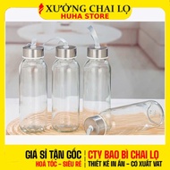 [COMBO of 3 PCS] Glass Bottle 300ml 500ml With Carrying Strap | Bottles for Drinks, Juices, Fruit Te