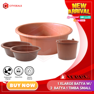 Industrial Grade Rubberized Plastic Basin 1 XL Batya w/ 2 Small Batya and 1 Small Timba