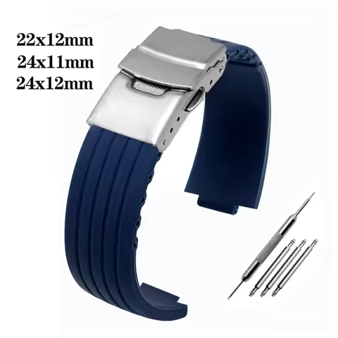 Black Blue Silicone Rubber Watchband For Oris Aquis Series 7330 7740 Watch Band 22x12mm 24x11mm 24x1
