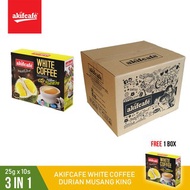 Akifcafe White Coffee Durian Musang King ( 25 g X 10 Sachet X 28 Box ) 1 carton