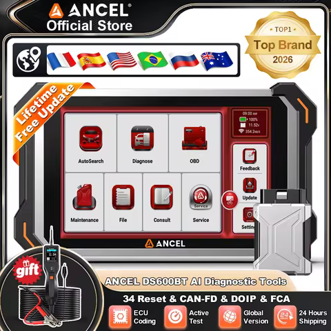 ANCEL DS600BT Automotive Diagnostic Tool CANFD DOIP ECU Coding 34+ Resets Lifetime Free Bidirectiona