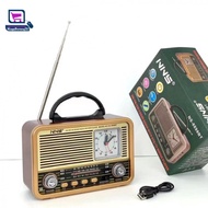 FM Clock Bluetooth Radio 1200mAh Rechargeable FM AM SW 3 Band Clock Radio USB Port