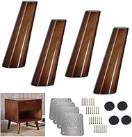 4X Solid Wood Kitchen Furniture Leg,80° Oblique Cone Sofa Feet,Walnut Color Table Leg Replacement Fe
