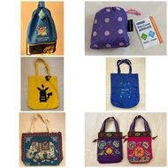 Dr. Kong 超輕防雨袋、袋子：Ocean Park 香港海洋公園 X Arena兒童游水 索繩背包、Pokemon 比卡超布袋、Swatch 摺得環保袋、民族風雙面綉花大象袋、印度刺繡手挽袋