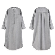 Muji Japanese-style Nightgown Double-layer Yarn Long-sleeved Pure Cotton Pajamas Indian Style Spring