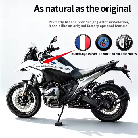 For BMW R1200GSLC/R1250GS/R1300GS/R1300GSA Dynamic LED MOTO Logo stickers Ultra-thin HD Animated Rea
